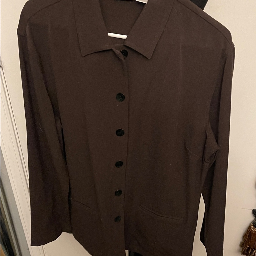 Chico's Dark Brown Button-Front Blazer Jacket